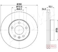 2x Disque de frein Essieu avant ventilé 60-00-0958C ASHIKA pour VW