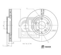FEBI BILSTEIN 180008 2x Disque de frein Avant Ø295mm Épaisseur: 25mm Cercle de percage -Ø: 114mm ventilé de l'intérieur