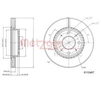 2x Disque de frein Essieu avant ventilé de l'intérieur 6110467 METZGER pour KIA