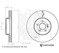 2x Disque de frein Essieu avant ventilé de l'intérieur ADBP430088 BLUE PRINT