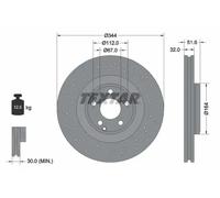 Textar Disques de frein avant perforés / intérieur Ø 344 mm | 2 x 92289905