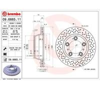 2x Disque de frein perforé/ventilé de l'intérieur 09.6665.11 BREMBO pour PORSCHE