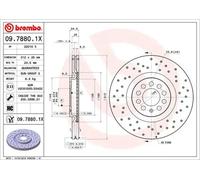 2x Disque de frein perforé/ventilé de l'intérieur 09.7880.1X BREMBO pour VW AUDI