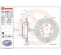 2x Disque de frein perforé/ventilé de l'intérieur 09.8890.21 BREMBO pour PORSCHE