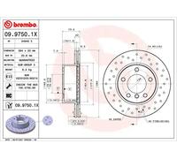 2x Disque de frein perforé/ventilé de l'intérieur 09.9750.1X BREMBO pour BMW 1