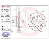 2x Disque de frein perforé/ventilé de l'intérieur 09.A148.4X BREMBO