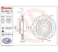 2x Disque de frein perforé/ventilé de l'intérieur 09.A200.1X BREMBO pour VW AUDI