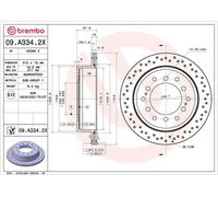 2x Disque de frein perforé/ventilé de l'intérieur 09.A334.2X BREMBO pour TOYOTA
