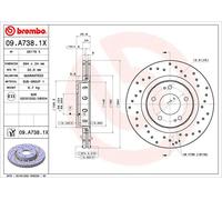 2x Disque de frein perforé/ventilé de l'intérieur 09.A738.1X BREMBO pour CITROËN