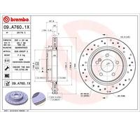 Brembo Disque de frein XTRA LINE 09.A760.1X – perforé/ventilé – 1 pièce