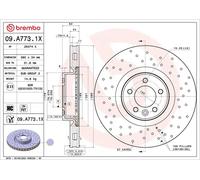 2x Disque de frein perforé/ventilé de l'intérieur 09.A773.1X BREMBO