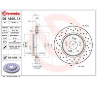 2x Disque de frein perforé/ventilé de l'intérieur 09.A866.1X BREMBO pour HONDA