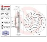 2x Disque de frein perforé/ventilé de l'intérieur 09.B746.51 BREMBO