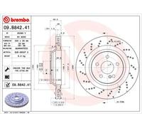 2x Disque de frein perforé/ventilé de l'intérieur 09.B842.41 BREMBO