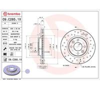 2x Disque de frein perforé/ventilé de l'intérieur 09.C285.1X BREMBO