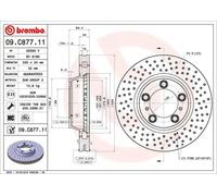 2x Disque de frein perforé/ventilé de l'intérieur 09.C877.11 BREMBO pour PORSCHE