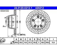 2x Disque de frein perforé/ventilé de l'intérieur 24.0120-0212.1 ATE