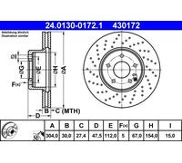 ATE Disque de frein 24.0130-0172.1 – avant, ventilé, haute teneur en carbone – 1 pièce