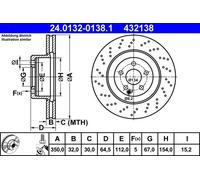 Disque de frein ATE 24.0132-0138.1 avant, ventilé, à haute teneur en carbone, 1 pièce