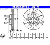 Disque de frein ATE 24.0132-0179.1 avant, ventilé, à haute teneur en carbone, 1 pièce
