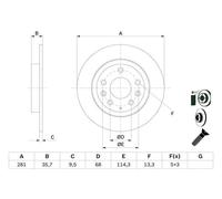 Disque de frein BOSCH 0 986 479 E55 arrière, plein, 1 pièce