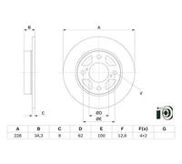 Bosch Disque de frein 0 986 479 F38 arrière plein Ø228 mm pour Suzuki Swift V