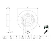 Bosch Disque de frein plein 0 986 479 F76 pour HONDA HR-V 2x