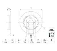2x Disque de frein plein 0 986 479 H62 BOSCH pour SUZUKI SWACE
