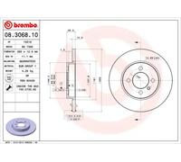 2x Disque de frein plein 08.3068.10 BREMBO pour BMW 3 3 Décapotable
