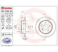 Brembo Disque de frein arrière 08.4738.21 pour MERCEDES-BENZ LIFAN – Anti-corrosion UV – Jeu de 2