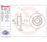 Brembo Disque de frein 08.4874.14 arrière plein 1 pièce