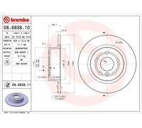 Brembo 08.6838.11 - Disque de Frein Arrière avec revêtement anti-corrosion UV - Jeu de 2 disques