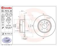 2x Disque de frein plein 08.7015.21 BREMBO pour SAAB 900 II Coupé 900 II 9-5 9-3