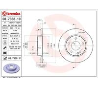 BREMBO - Jeu de 2 disques de frein vernis 08.7358.11 - Réf. 1394434