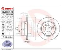 2x Disque de frein plein 08.8302.11 BREMBO pour BMW 3 Compact