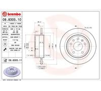 2x Disque de frein plein 08.8305.11 BREMBO pour SAAB 9-5 9-5 Break