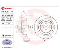 Brembo Disque de frein 08.9093.11 plein arrière - anti-corrosion UV - 2x Subaru Legacy III Outback