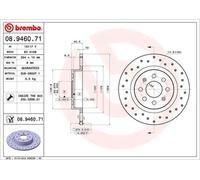 2x Disque de frein plein 08.9460.71 BREMBO pour ABARTH PUNTO GRANDE PUNTO