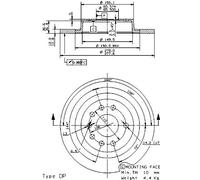 Disque de frein BREMBO 8951111 arrière, plein, 1 pièce
