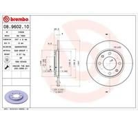 2x Disque de frein plein 08.9602.10 BREMBO pour CITROËN ZX ZX Break XSARA SAXO