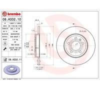 Disque de frein BREMBO 08A33211 arrière, plein, 1 pièce