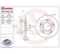 2x Disque de frein plein 08.A730.20 BREMBO pour FORD TRANSIT Autobus/Autocar