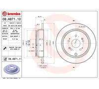 2x Disque de frein plein 08.A871.10 BREMBO pour HONDA CR-V III CR-V IV