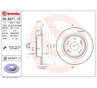 Brembo Disque de frein 08.B271.11 arrière plein 282 mm anti-corrosion UV – kit 2