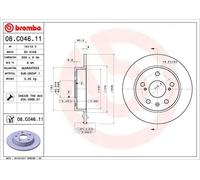 Disque de frein BREMBO 08C04611 arrière, plein, 1 pièce