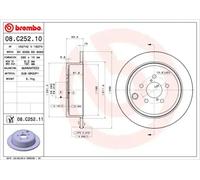 2x Disque de frein plein 08.C252.11 BREMBO pour SUBARU TOYOTA
