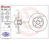 2x Disque de frein plein 08.C647.17 BREMBO pour RENAULT OPEL FIAT NISSAN
