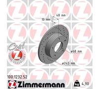 2x Disque de frein plein 100.1232.52 ZIMMERMANN pour AUDI VW