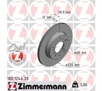 2x Disque de frein plein 100.1244.20 ZIMMERMANN pour AUDI SEAT