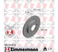 2x Disque de frein plein 100.1248.52 ZIMMERMANN pour VW AUDI SKODA